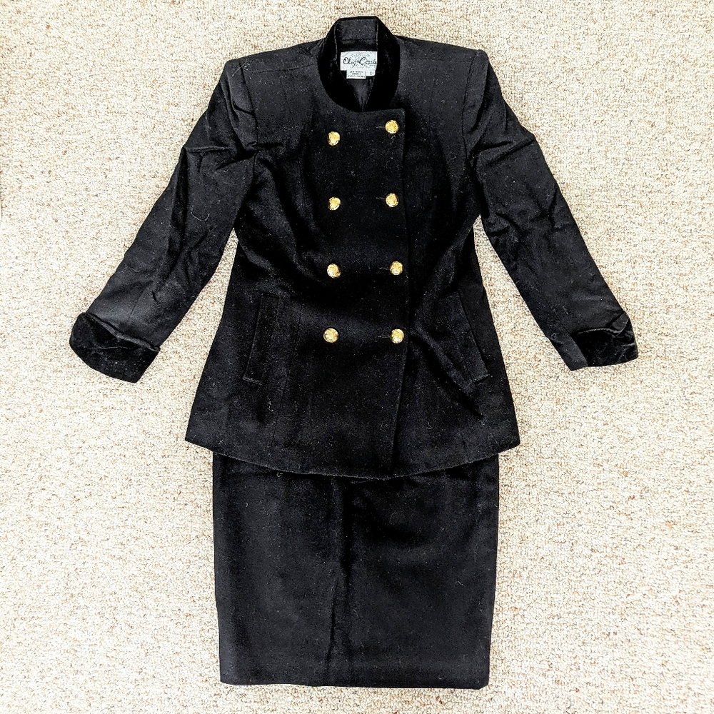 Oleg Cassini 100% Wool Skirt Suit. Vintage, Black Sz 10P  NWOT